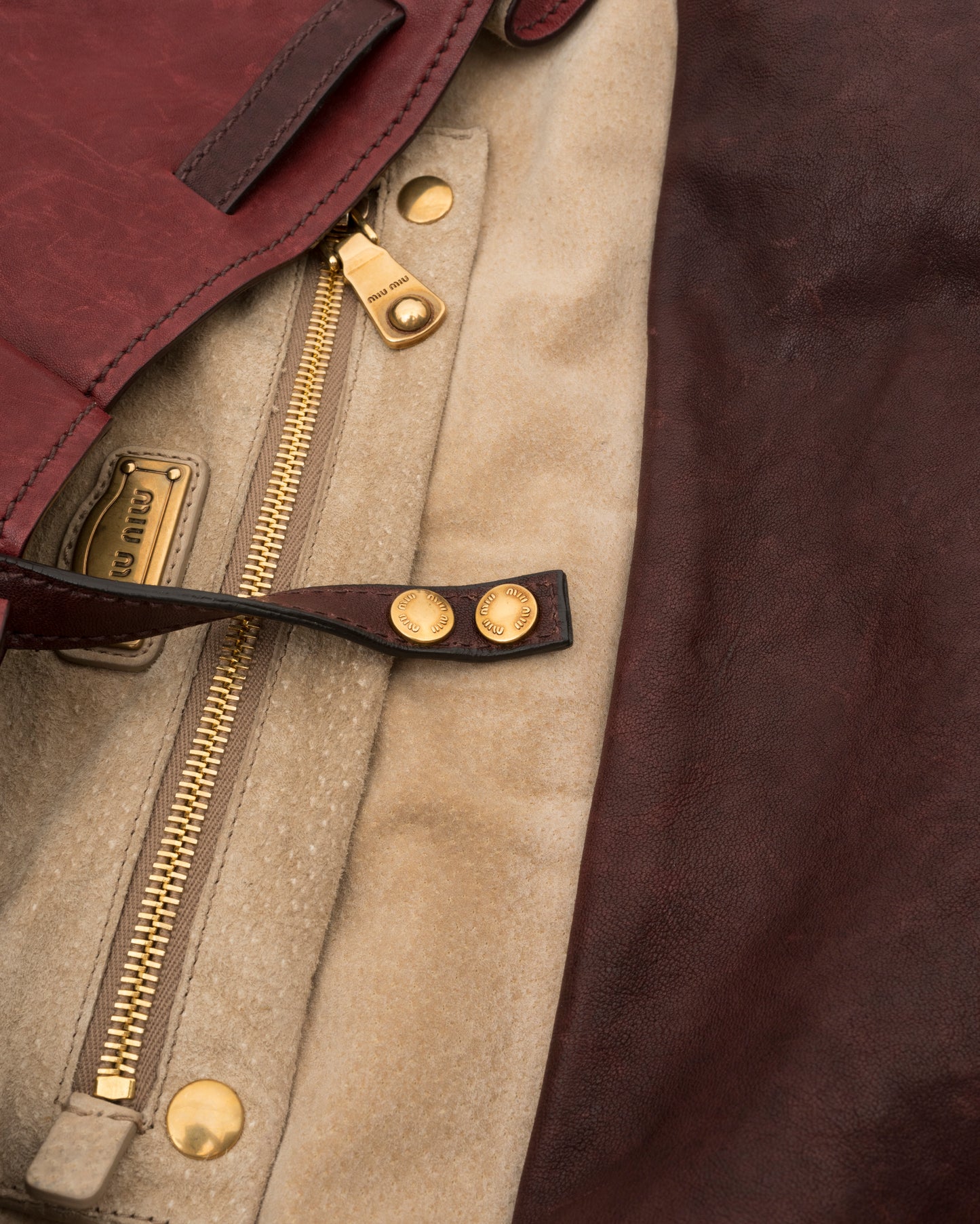 2000s MIU MIU Two Tone Maroon & Brown Hobo Bag