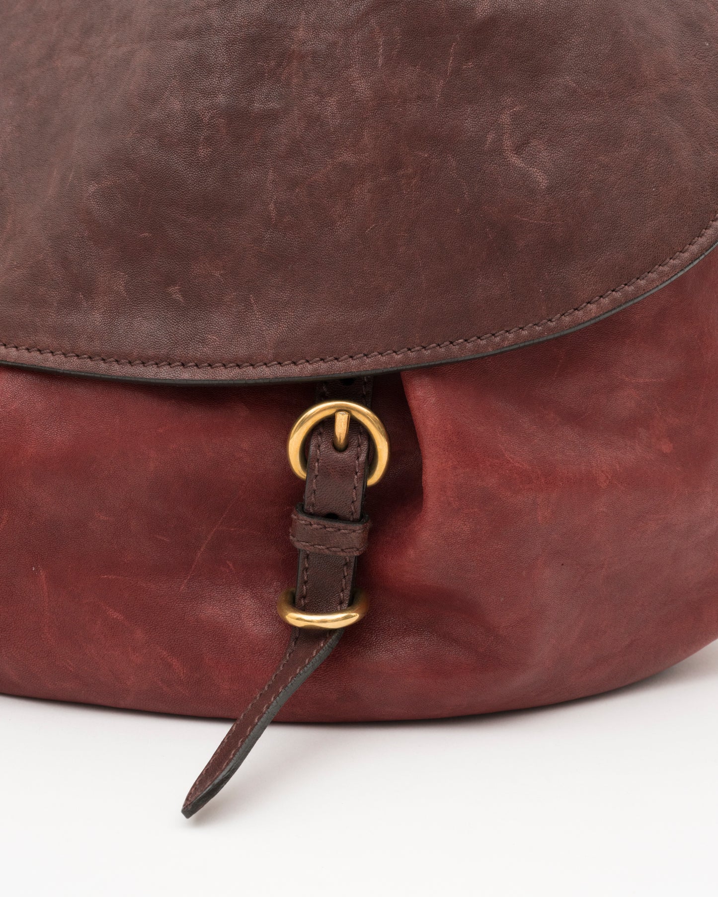 2000s MIU MIU Two Tone Maroon & Brown Hobo Bag