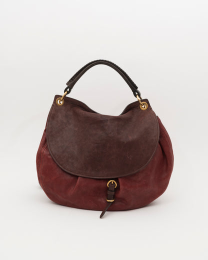 2000s MIU MIU Two Tone Maroon & Brown Hobo Bag