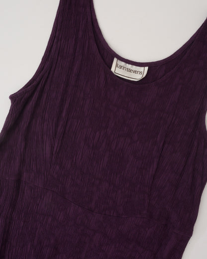 Vintage Aubergine Crinkle Dress (S/M)