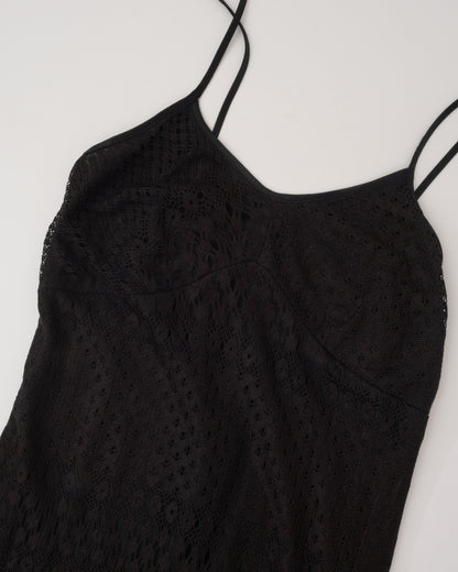 Vintage 90s Black Lace Slip Dress (M)