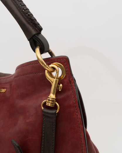 2000s MIU MIU Two Tone Maroon & Brown Hobo Bag