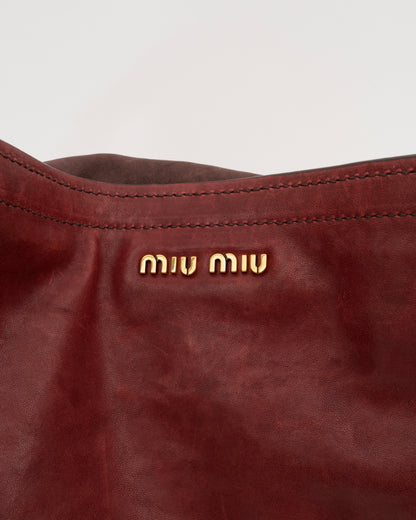 2000s MIU MIU Two Tone Maroon & Brown Hobo Bag