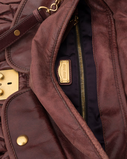 2000s MIU MIU Maroon Matelasse Leather Coffer Bag