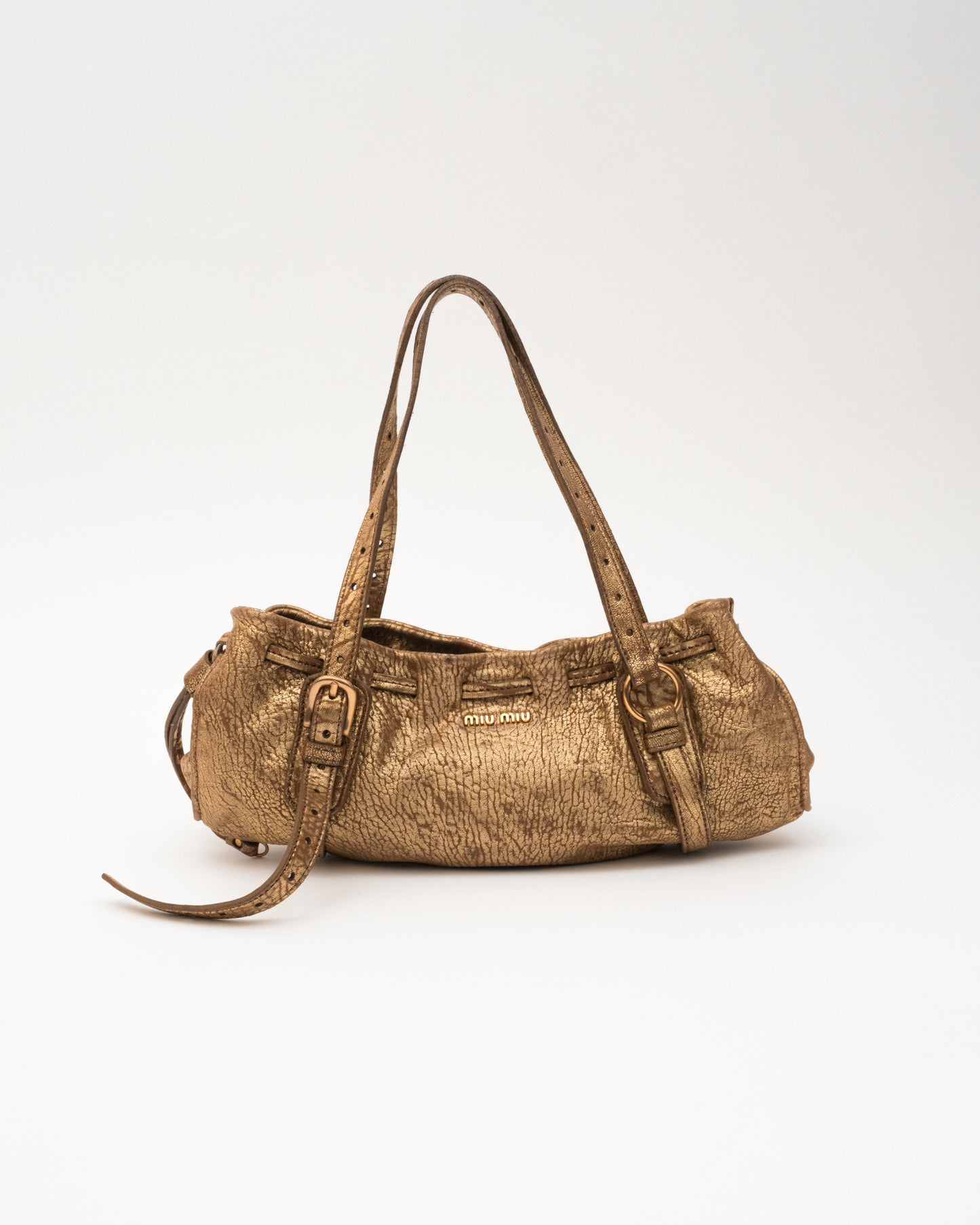 MIU MIU Gold Metallic Leather Bag