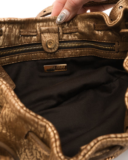 MIU MIU Gold Metallic Leather Bag