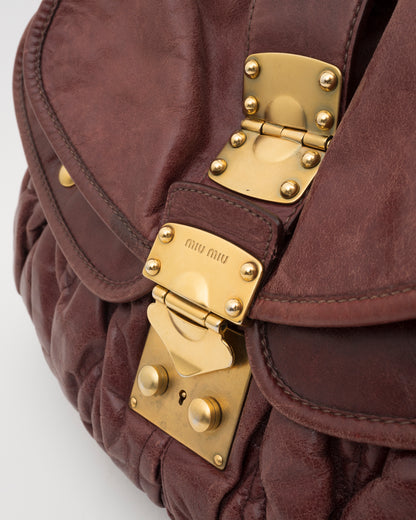 2000s MIU MIU Maroon Matelasse Leather Coffer Bag