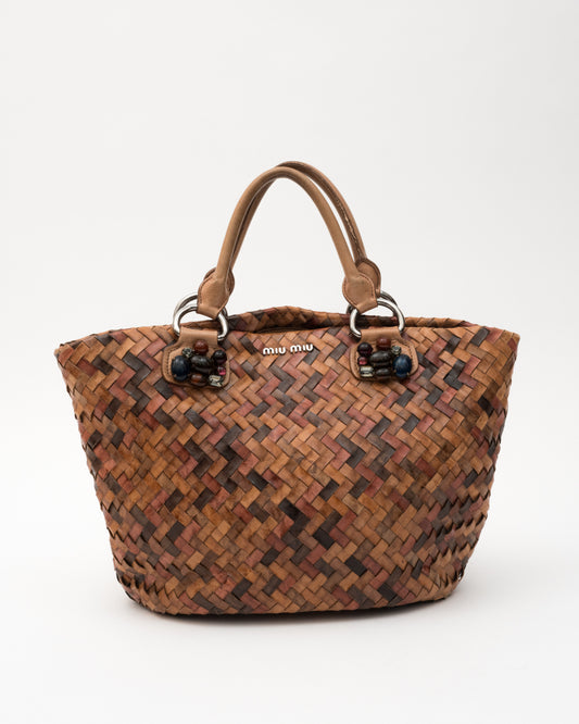 MIU MIU Multicolor Braided Jewel Bag