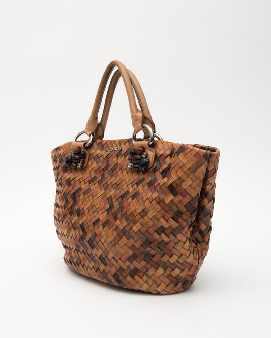 MIU MIU Multicolor Braided Jewel Bag