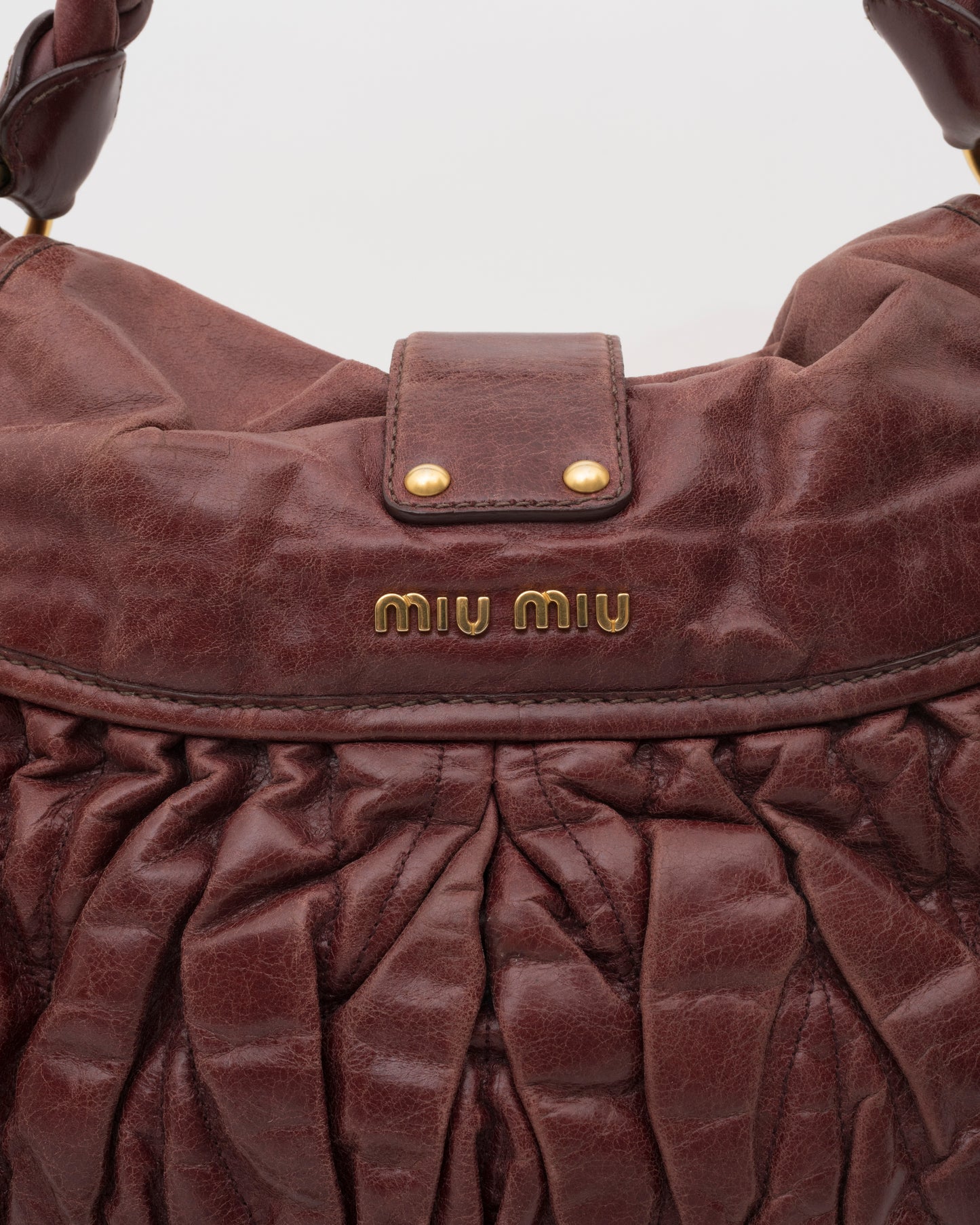 2000s MIU MIU Maroon Matelasse Leather Coffer Bag