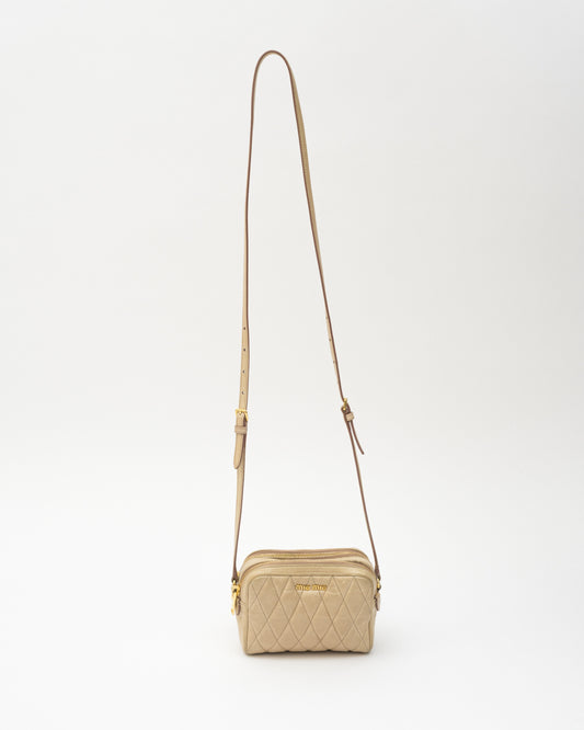 MIU MIU Beige Mini Quilted Leather Bag