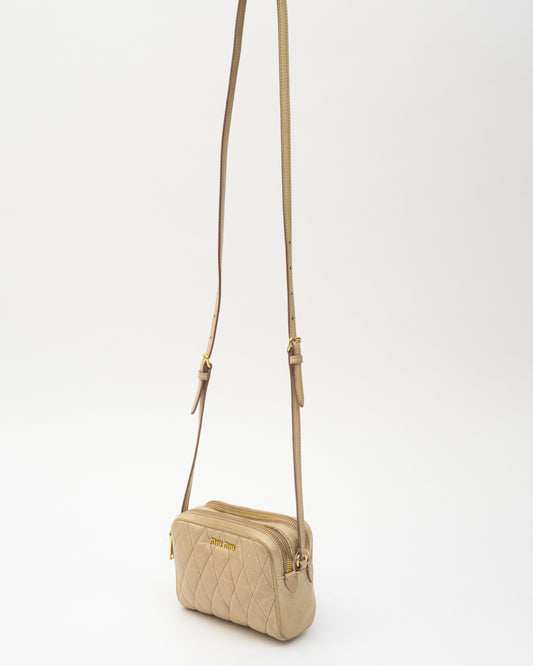 MIU MIU Beige Mini Quilted Leather Bag