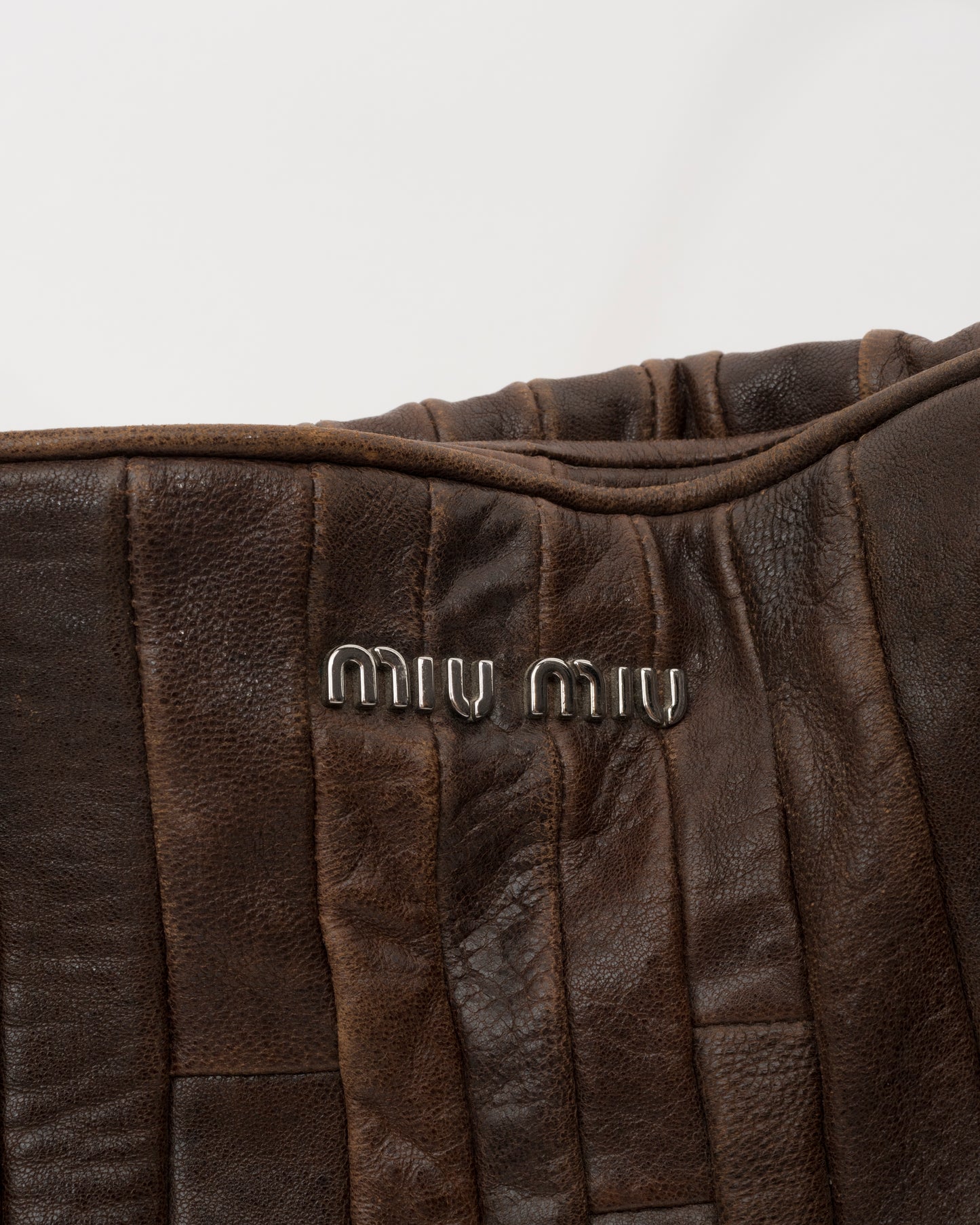 2000s MIU MIU Chocolate Patchwork Leather Bag