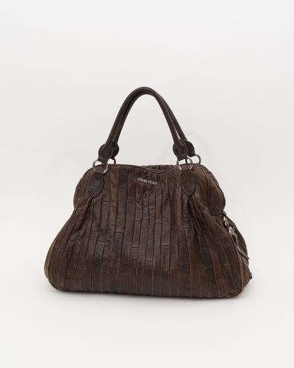 2000s MIU MIU Chocolate Patchwork Leather Bag