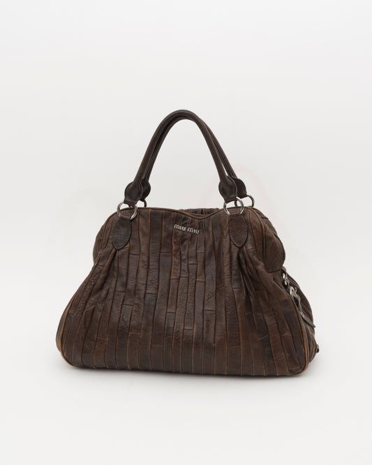 2000s MIU MIU Chocolate Patchwork Leather Bag