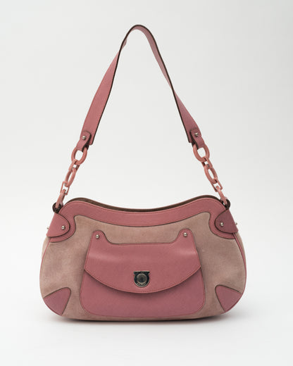SALVATORE FERRAGAMO Baby Pink Suede Bag