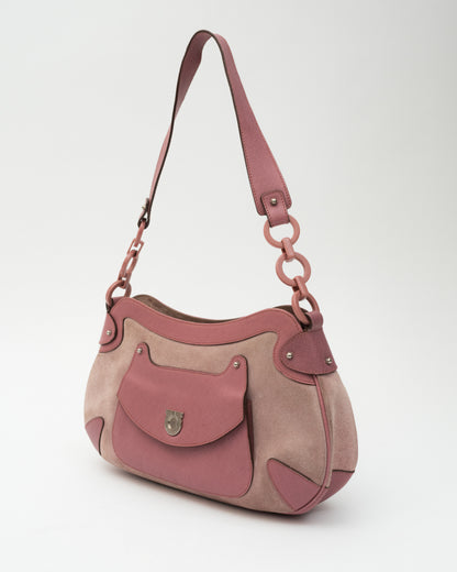 SALVATORE FERRAGAMO Baby Pink Suede Bag