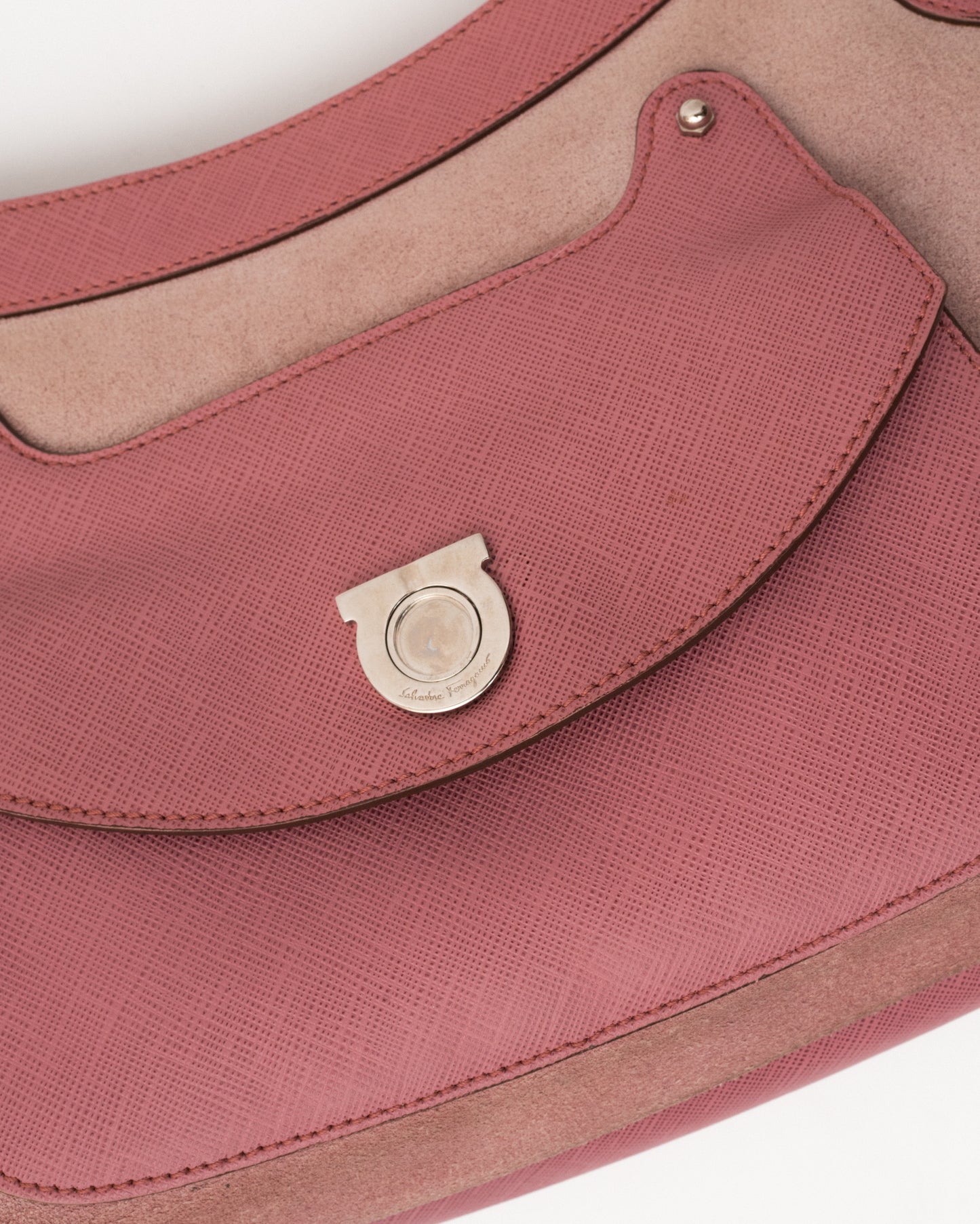 SALVATORE FERRAGAMO Baby Pink Suede Bag