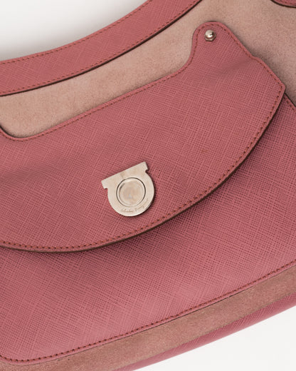 SALVATORE FERRAGAMO Baby Pink Suede Bag
