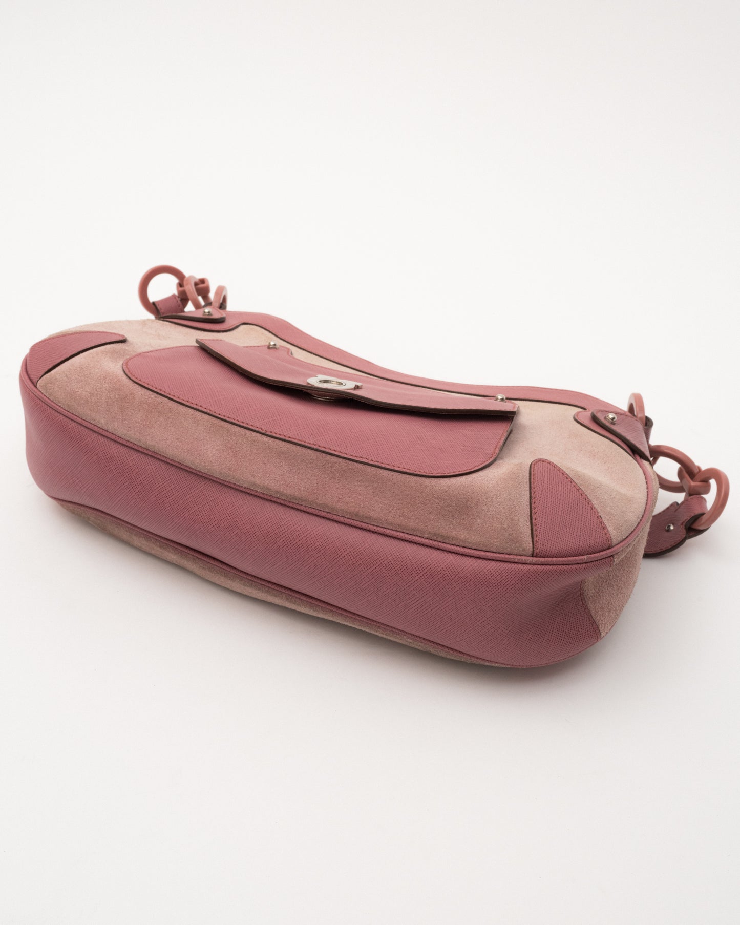 SALVATORE FERRAGAMO Baby Pink Suede Bag