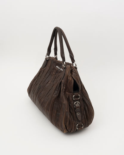2000s MIU MIU Chocolate Patchwork Leather Bag