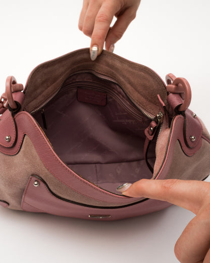 SALVATORE FERRAGAMO Baby Pink Suede Bag