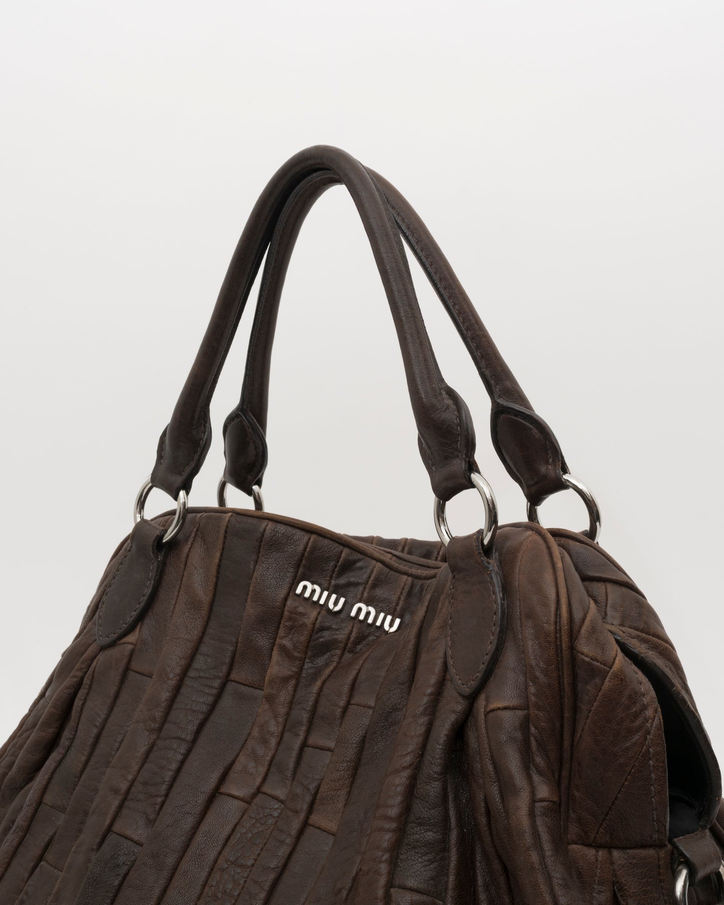 2000s MIU MIU Chocolate Patchwork Leather Bag