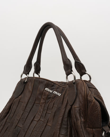 2000s MIU MIU Chocolate Patchwork Leather Bag