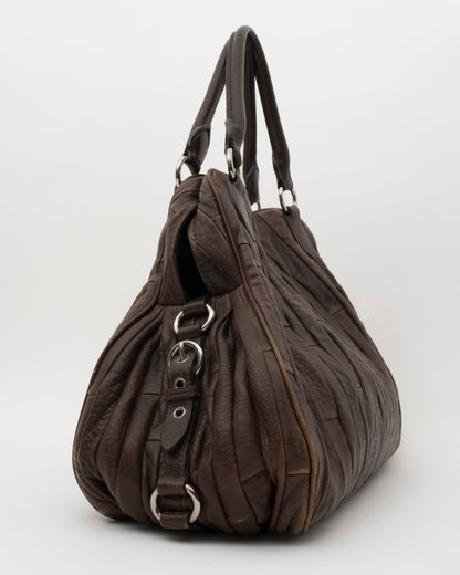 2000s MIU MIU Chocolate Patchwork Leather Bag