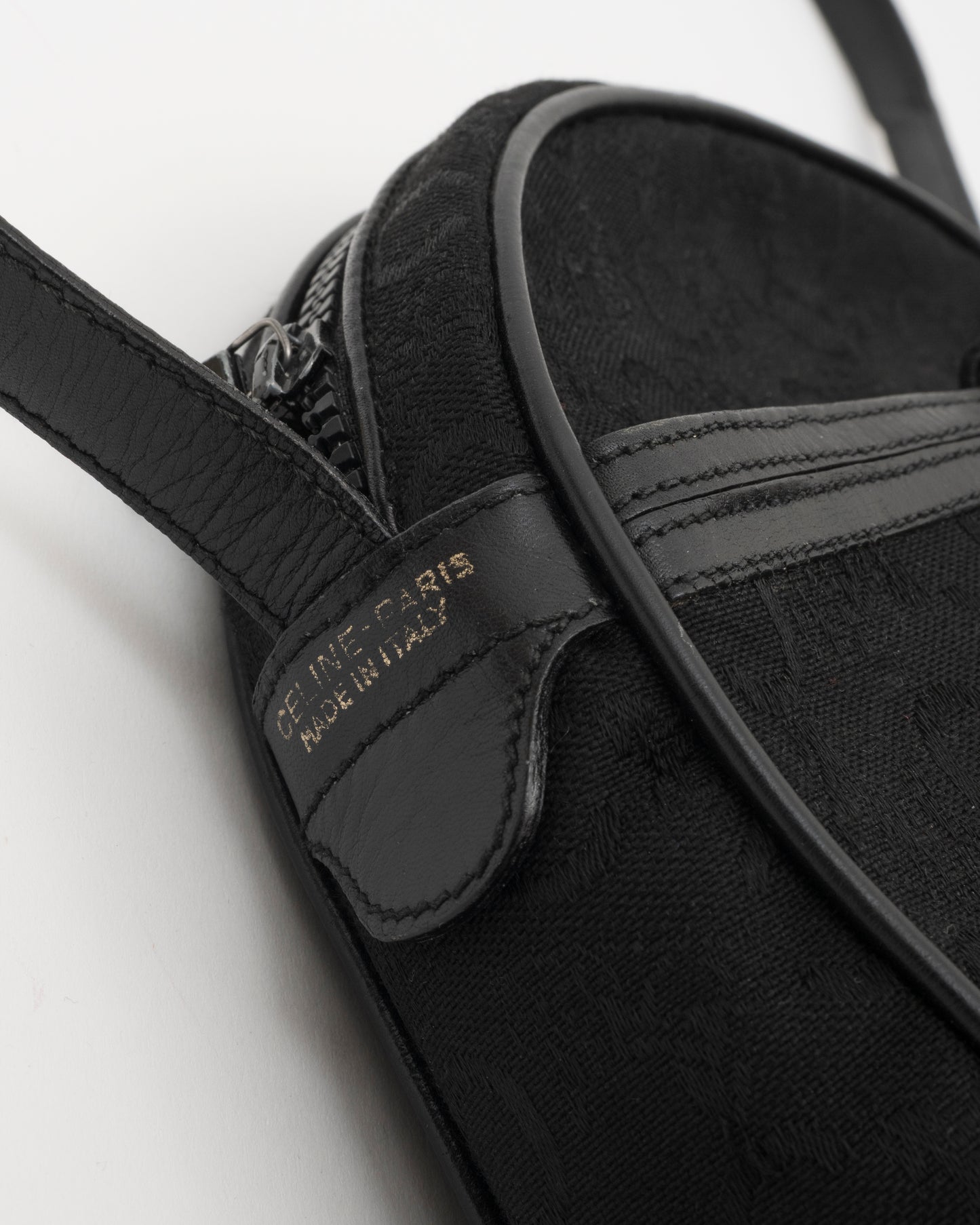 90s CELINE C Macadam Black Crossbody Bag