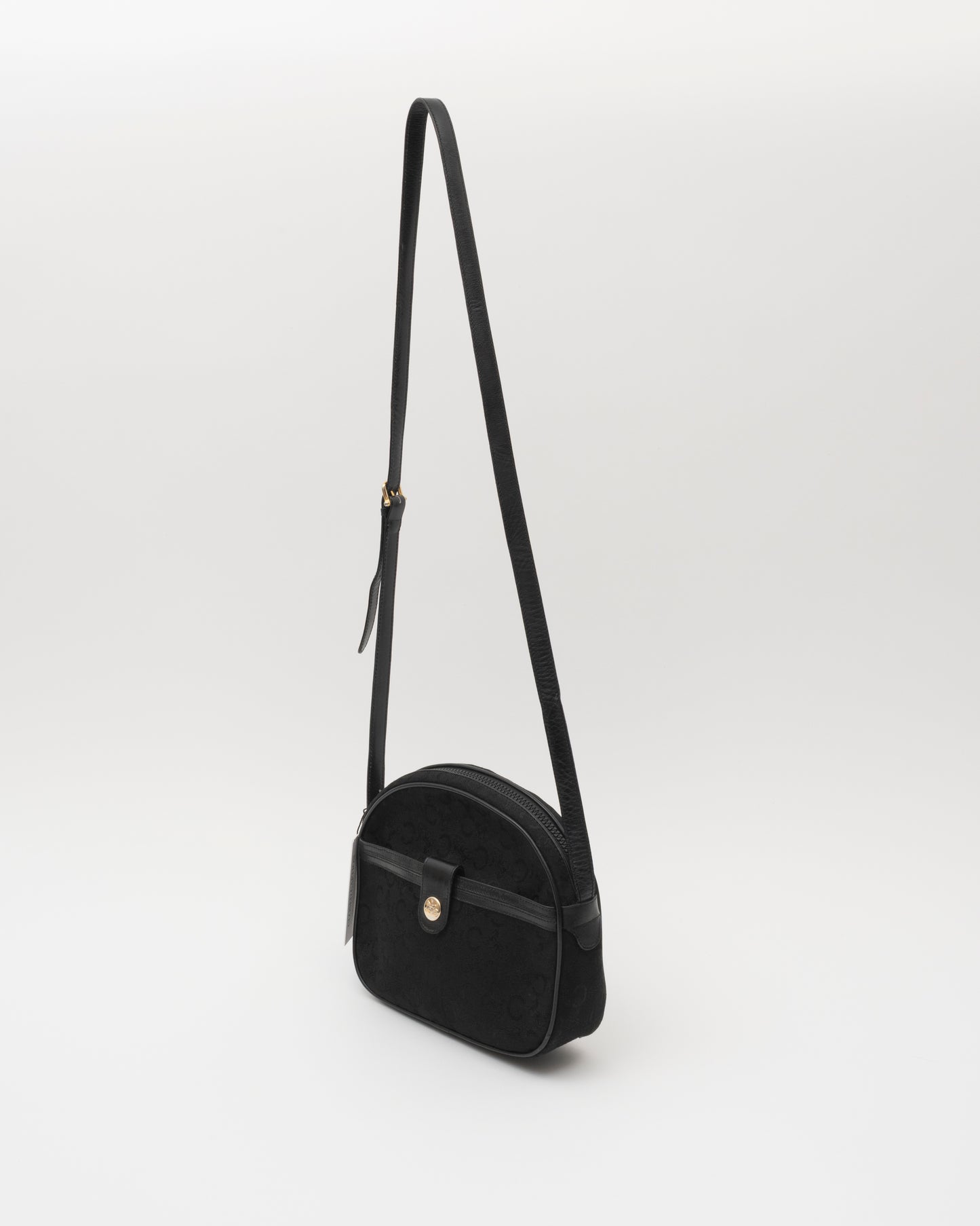 90s CELINE C Macadam Black Crossbody Bag