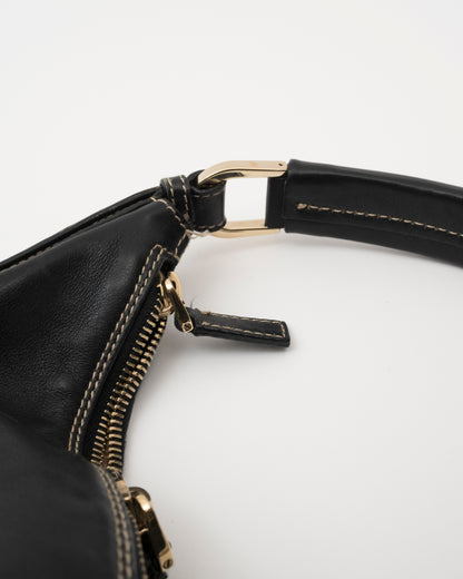 90s GUCCI Tom For Era Black Crescent Hobo Bag
