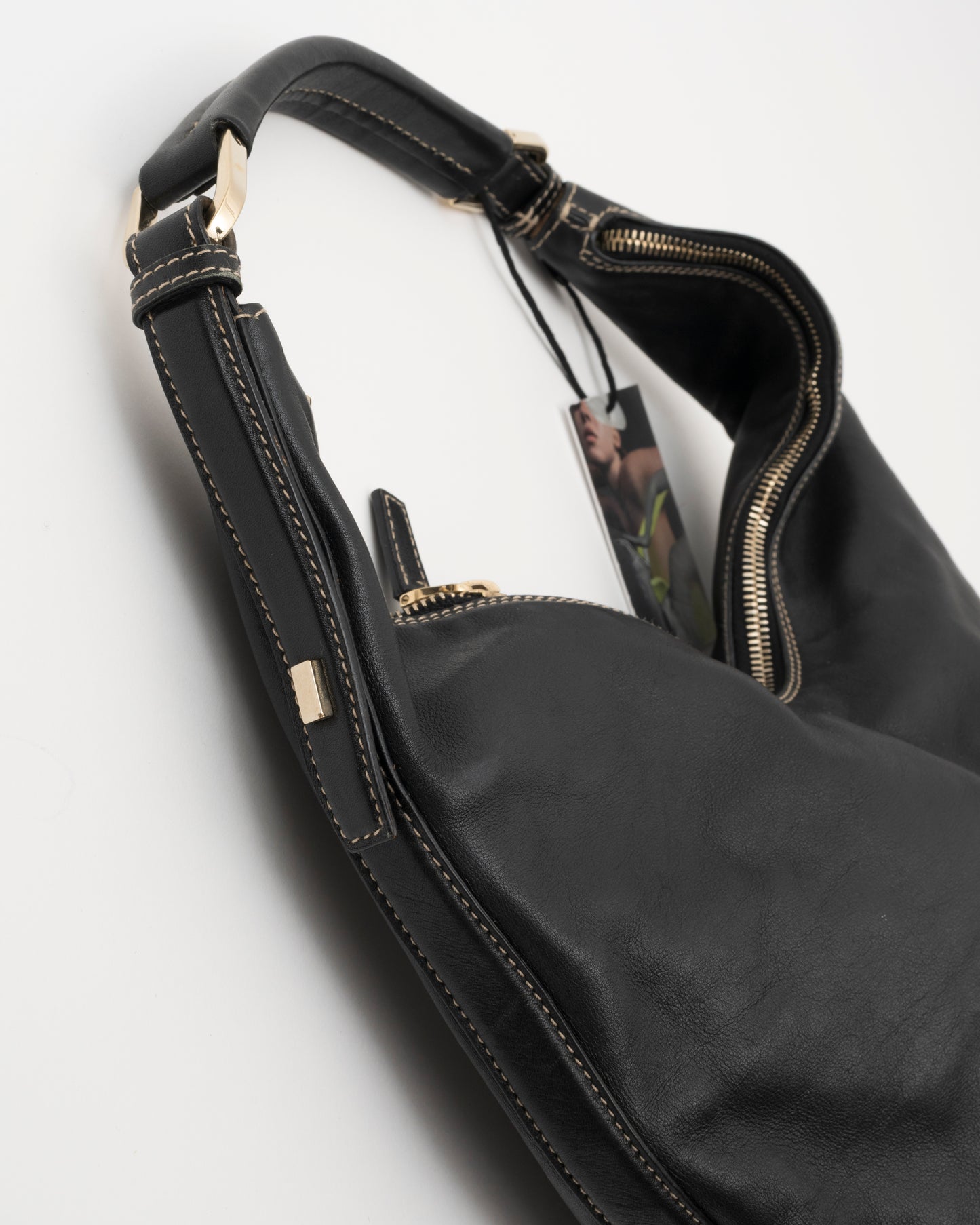 90s GUCCI Tom For Era Black Crescent Hobo Bag