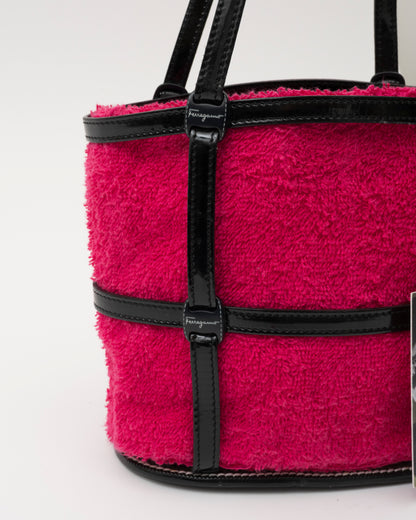 2000s SALVATORE FERRAGAMO 2in1 Terry Cloth Cage Bag