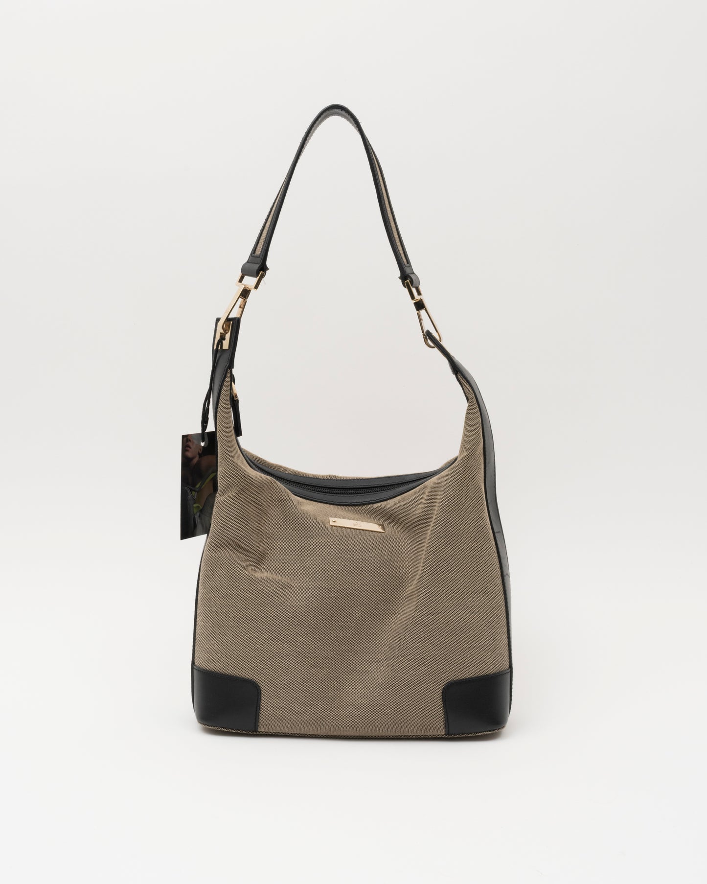 90s GUCCI Beige and Black Canvas Bag