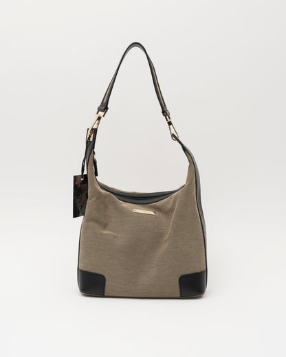 90s GUCCI Beige and Black Canvas Bag