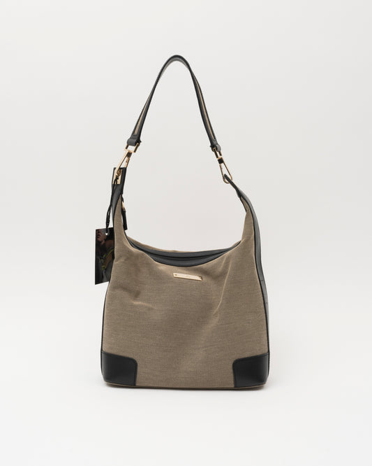 90s GUCCI Beige and Black Canvas Bag