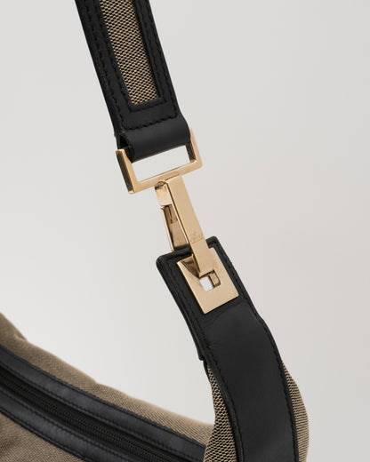 90s GUCCI Beige and Black Canvas Bag