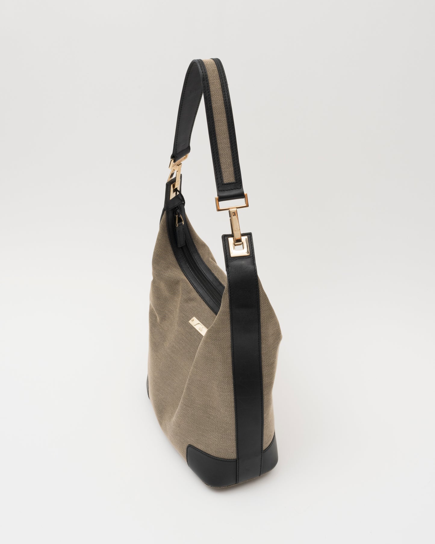90s GUCCI Beige and Black Canvas Bag