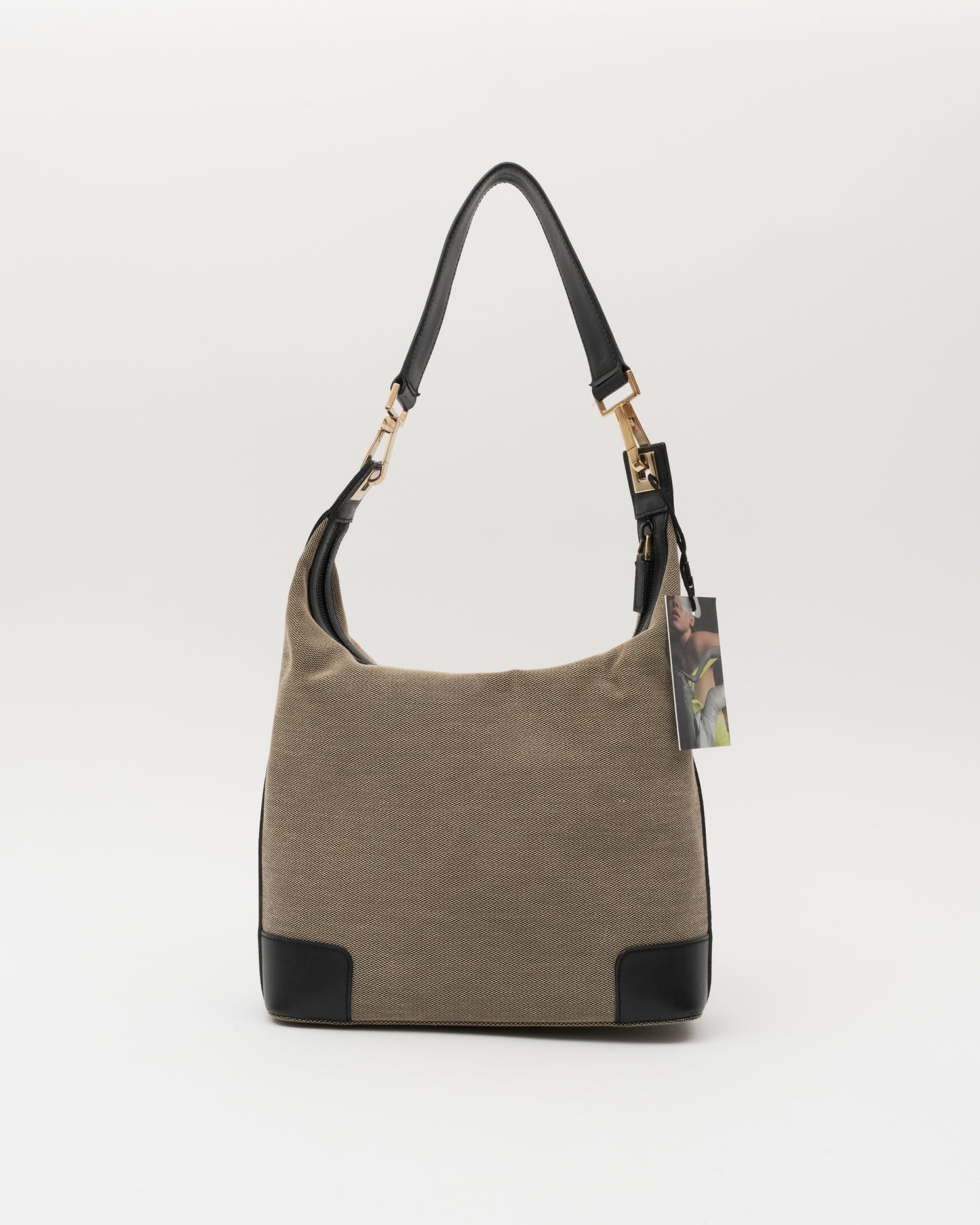 90s GUCCI Beige and Black Canvas Bag
