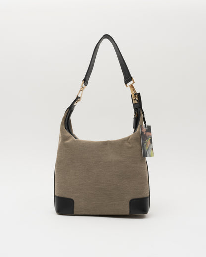 90s GUCCI Beige and Black Canvas Bag