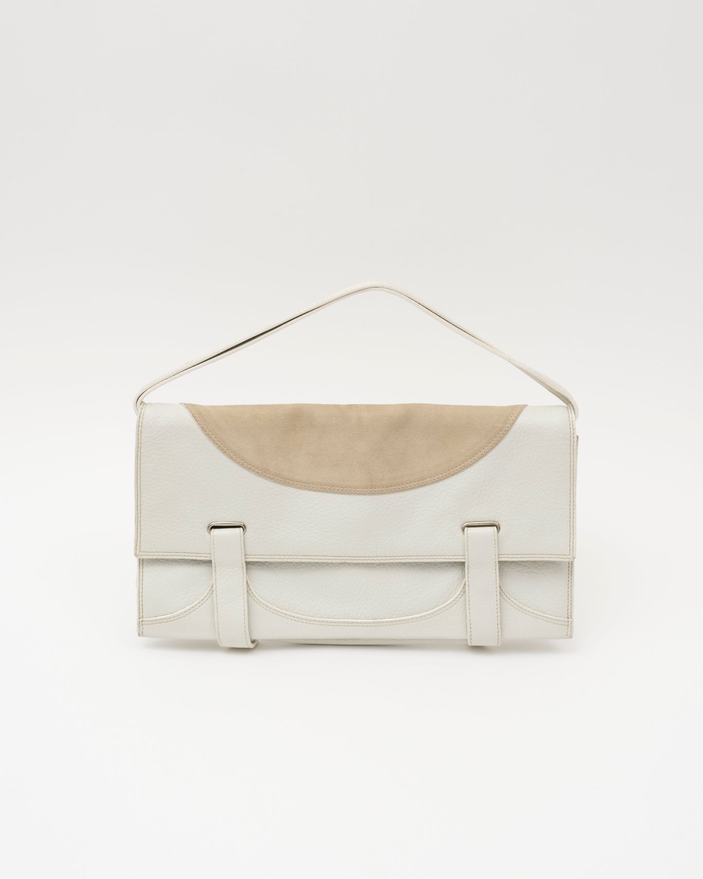 2000s MIU MIU Ivory Leather Envelope Bag