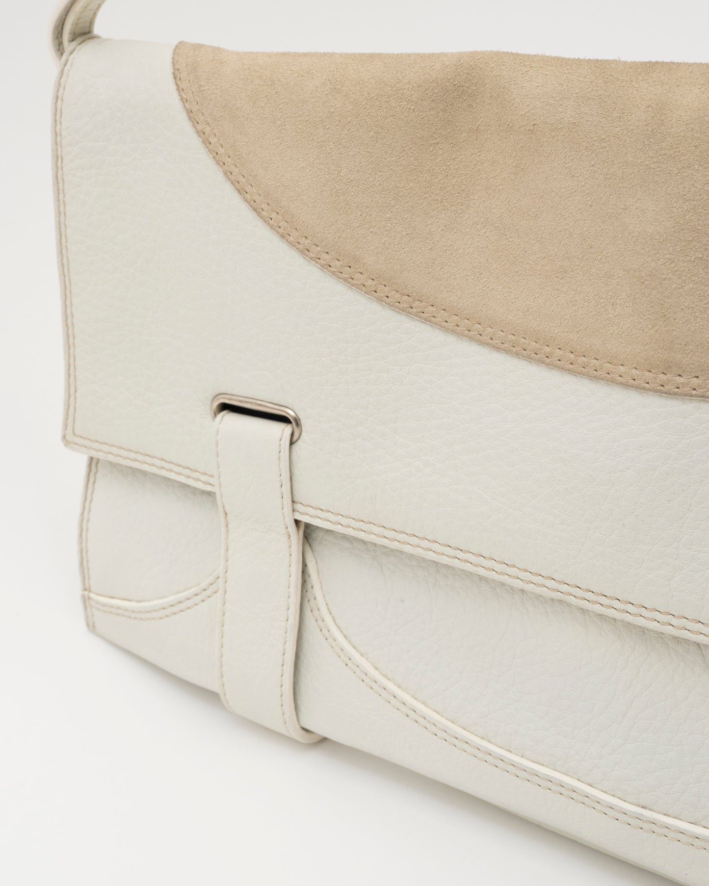 2000s MIU MIU Ivory Leather Envelope Bag