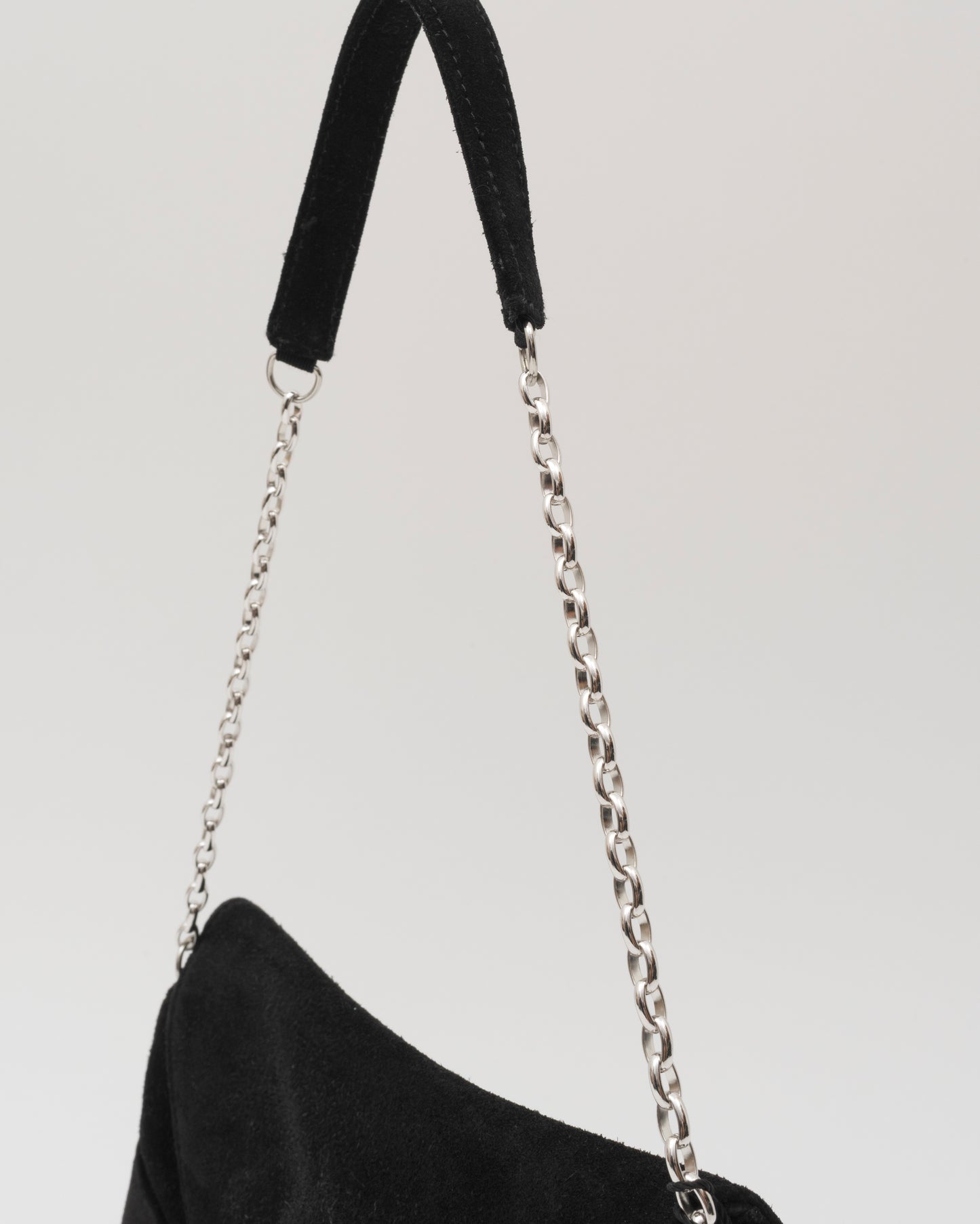 2000s SWAROVSKI Black Suede Crystal Shoulder Bag