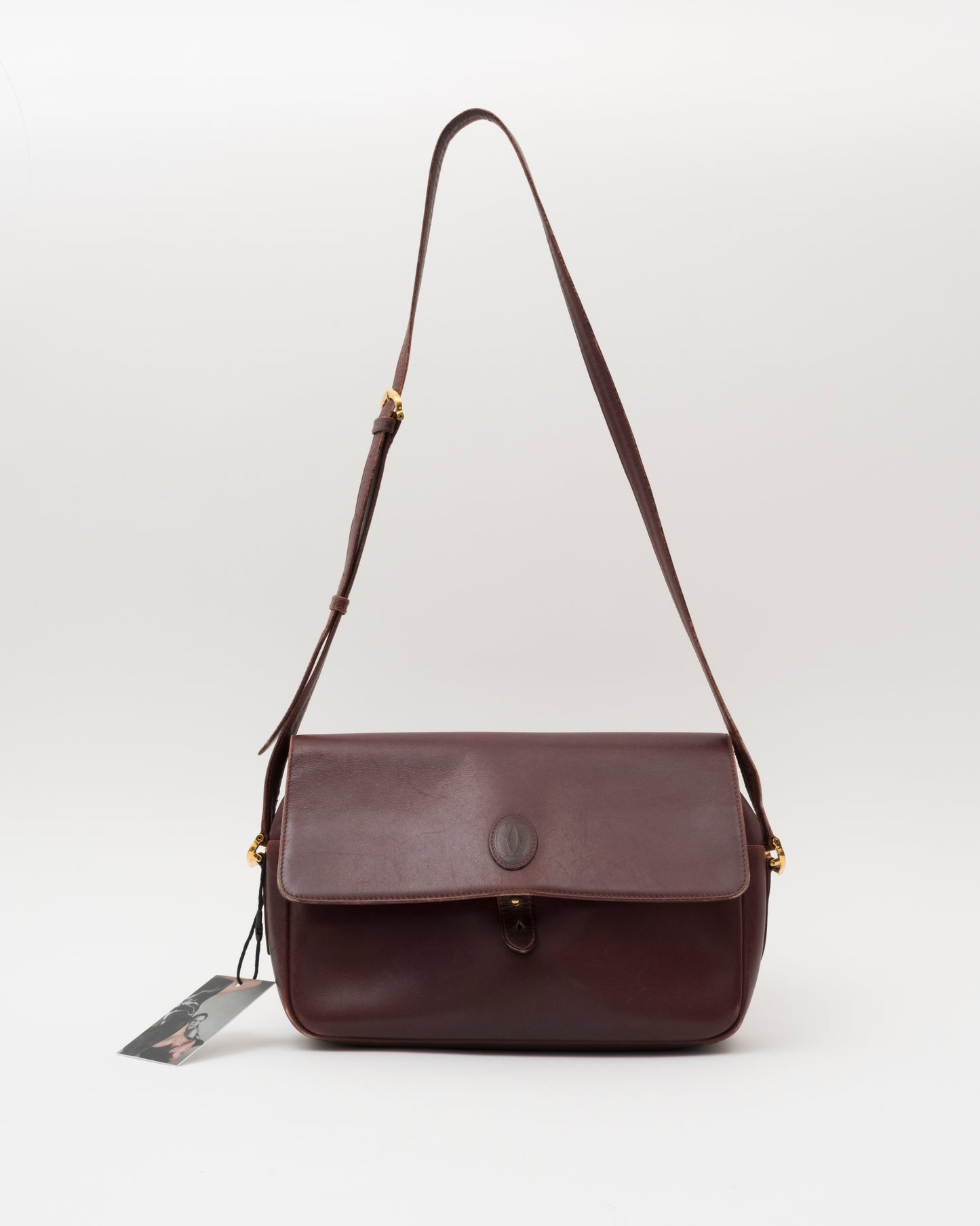 80s CARTIER Burgundy Leather Shoulder Bag (as is)