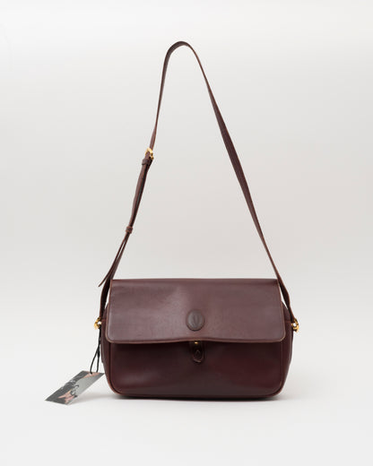 80s CARTIER Burgundy Leather Shoulder Bag (as is)