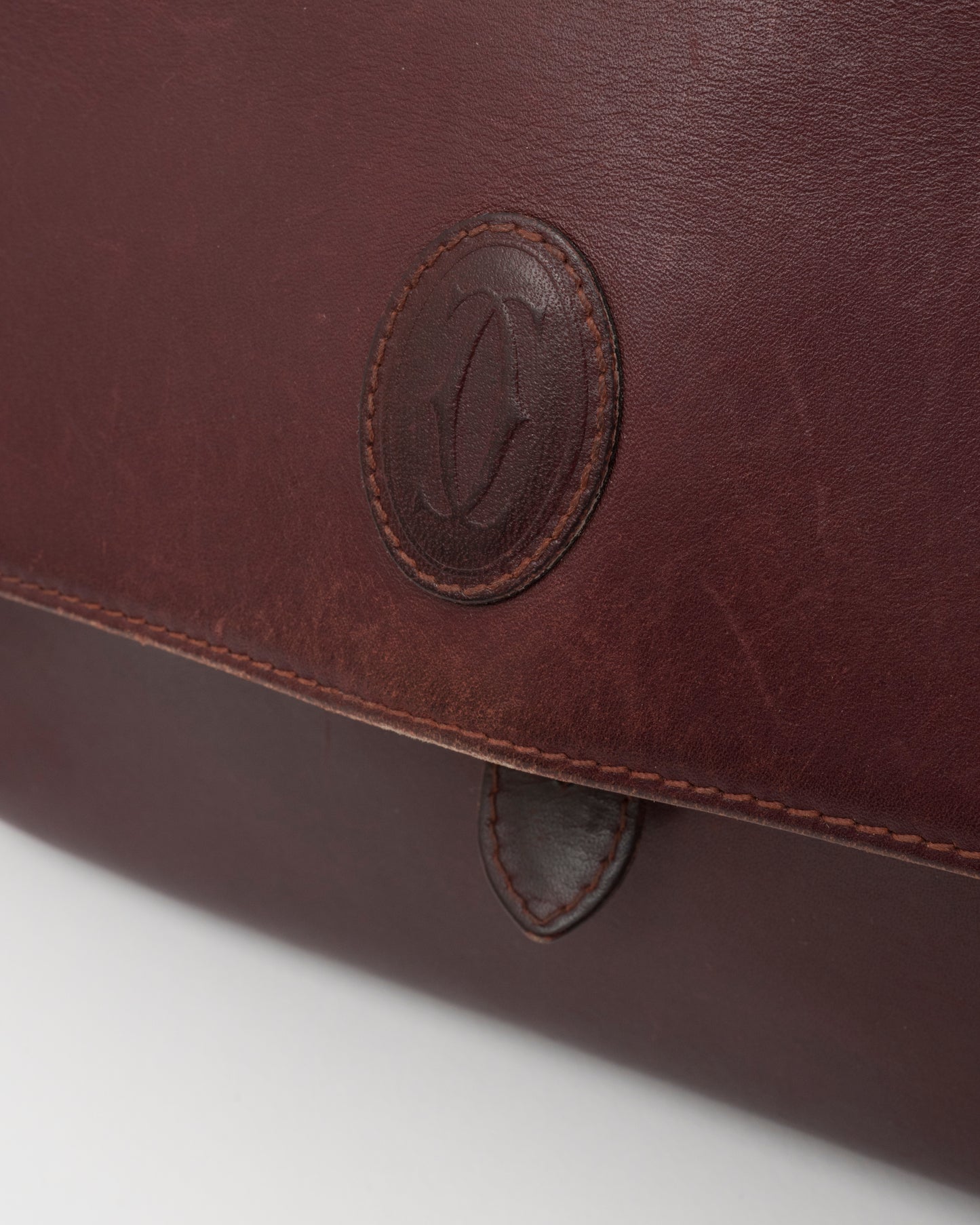 80s CARTIER Burgundy Leather Shoulder Bag (as is)