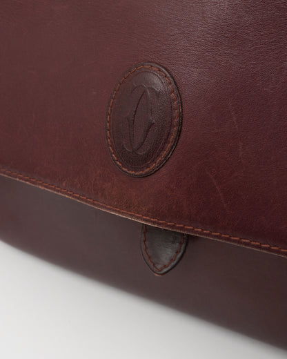 80s CARTIER Burgundy Leather Shoulder Bag (as is)