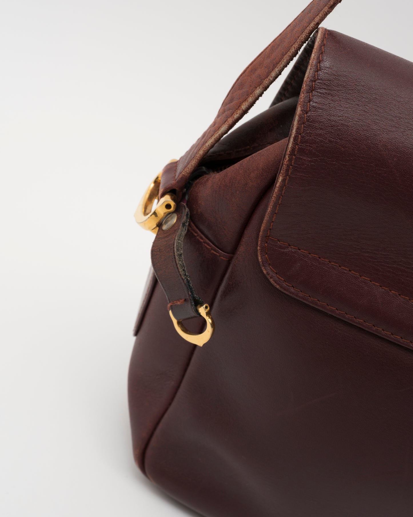 80s CARTIER Burgundy Leather Shoulder Bag (as is)