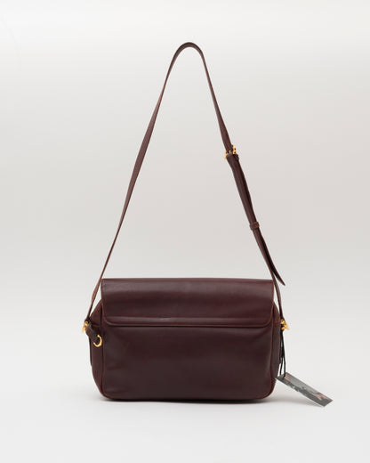 80s CARTIER Burgundy Leather Shoulder Bag (as is)